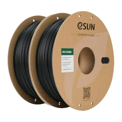Image of eSUN Upgraded Matte PLA Filament 1.75mm, 3D Printer Filament, Shine Free Color, Frosted Texture, 1KG per Spool, 2 Spools for Printers, Deep Black