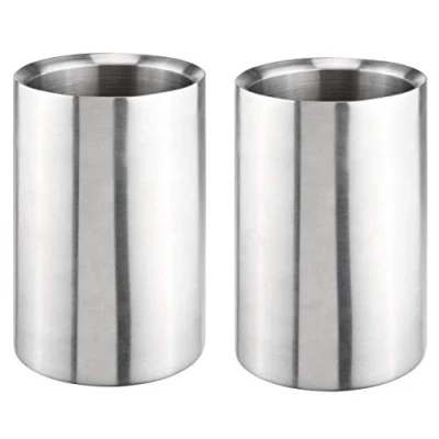 Image of Bambelaa Wine and Champagne Cooler Double Walled Bottle Cooler, Stainless Steel, SIlber, Pack of 2