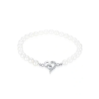 Image of Elli Bracelet Heart Shell Core Pearl Crystals 925 Sterling Silver