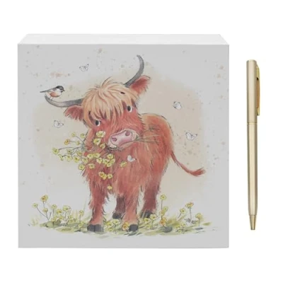 Image of The Leonardo Collection Paper Shed Design Highland Cow Memo Pad &amp; Pen for Notes Daily Office Use As 2025 Diary Ideal Journals Women Men Lovely Journal Planner