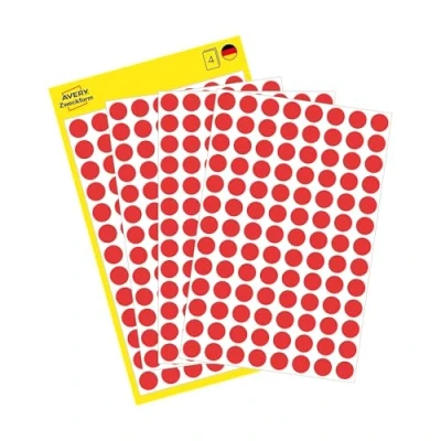 Image of Avery 32 301 Printable, customisable Dots/Circle Labels Red (Diameter 8 mm, 70 per Sheet, 560 Total)