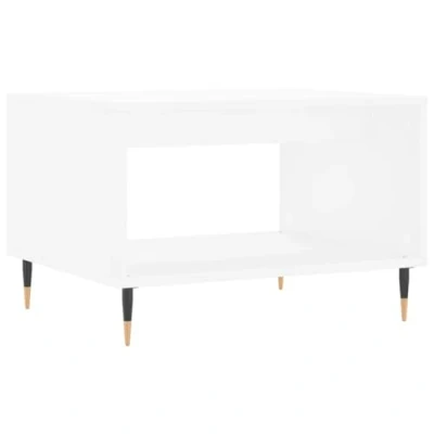 Image of vidaXL White Coffee Table with Iron Legs Modern Style Engineered Wood Living Room Furniture Storage Space, 60x50x40 cm