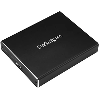 Image of StarTech.com Dual Slot Hard Drive Enclosure for M.2 SATA SSDs USB 3.1 (10Gbps) Aluminum to Raid (SM22BU31C3R)