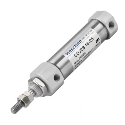 Image of Heschen Stainless Steel Slim Air Pneumatic Cylinder, CDJ2B 16 25, M5 Port, 16mm Bore, 25mm Stroke, Double Acting Single Rod