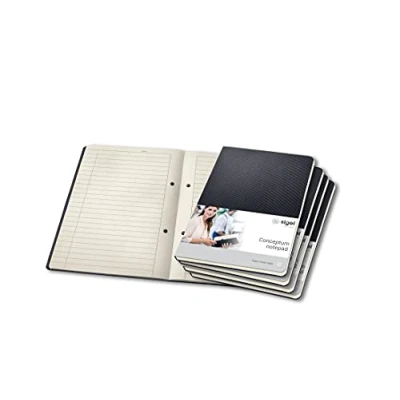 Image of SIGEL CO803 Pack of 5 Notepads, approx. A5 (14.9 x 21 cm), lined, hardcover, Black Conceptum