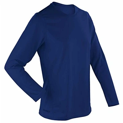 Image of Spiro Quick Dry Long Sleeve Ladies Crew Neck T Shirt Navy
