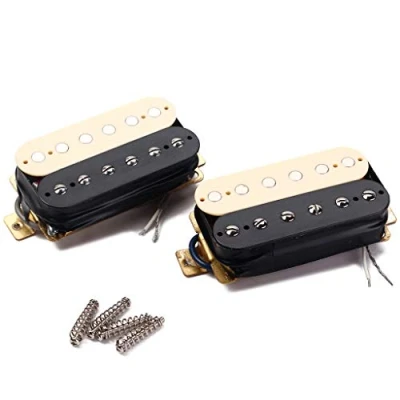 Image of Alnicov Black &amp; Cream Guitar Pickup Zebra Faced Humbucker Double Coil Electric Pickups 50/52Mm With Installing Frame Accessories