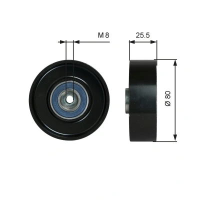Image of 6012000970, 6612003070, A6012000970, A6612003070 Idler Pulley GATES FleetRunner Micro V Kit T38089 MERCEDES BENZ: T1/TN Platform/Chassis