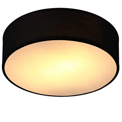Image of Monzana® 30cm Round Fabric Ceiling Light Modern Material Circular Lamp Shade 1xE27 40 Watt Socket Bedroom Lounge Childrens Room Office Black