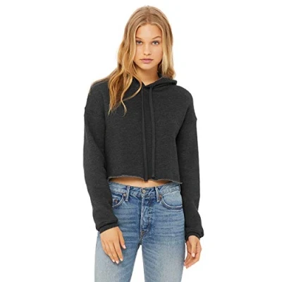 Image of Bella+Canvas Women&#039;s Cropped Fleece Hoodie Dark Grey Heather S