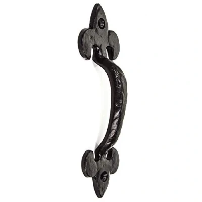 Image of Black Cast Iron 7&quot; Fleur De LYS Pull Handle