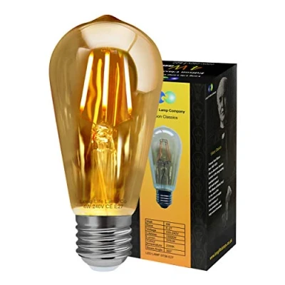 Image of Long Life Lamp Company Retro Vintage LED 4w Squirrel Cage Edison Style Filament Bulb Smoked Gold Glass ST58 E27 Screw
