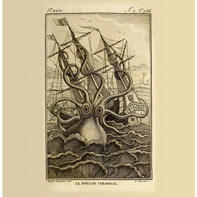 Image of Kraken Natural History 14x14cm Greetings card (Blank Inside)