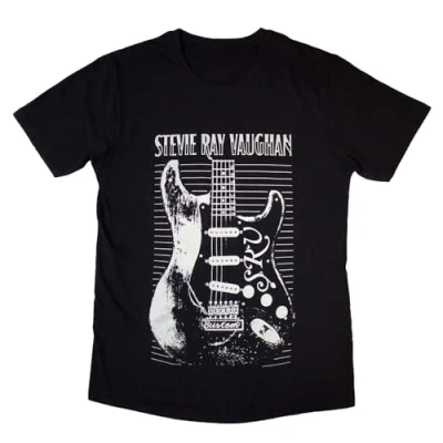 Image of Rock Off officially licensed products Stevie Ray Vaughan Guitar T Shirt L Black