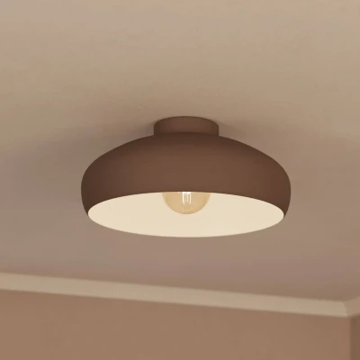 Image of Eglo Ceiling Light Fitting Mogano, Round Flush Mount lamp Made of Steel in Mocha Colour, Living Room, Kitchen, Hallway Lighting Vintage and Scandinavian Design, E27 Socket