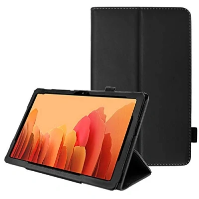 Image of TECHGEAR Leather Case for Samsung Galaxy Tab A7 10.4&quot; (SM T500 / T503 T505 T509) Premium PU Slim Folio Stand Smart Cover with Hand Strap, Auto Sleep/Wake [Black]