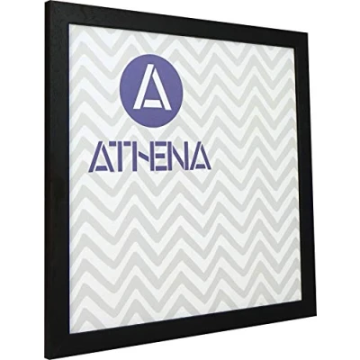 Image of Athena Black Woodgrain Thin Premium Wood Picture Frame 30 x 30cm cm Square Photo 30x30 with Clear Styrene Sheet &amp; Wall Mounted Hook