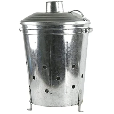 Image of Galvanised Incinerator Fire Bin for Rubbish Wood Garden Waste (60L)