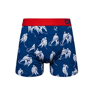 Image of Dedoles Men&#039;s &amp; Boys&#039; Boxers Underwear Boxer Shorts Cotton Trunks Funny Designs Astronaut Hamster Games Books Gift for Him, Design: Ice Hockey Team, Colour: Blue, Size: S