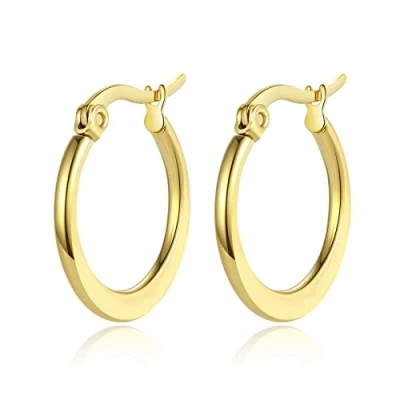 Image of Yulovee 9ct Yellow Gold Filled Hoop Earrings for Women Girls, Hypoallergenic Huggie Earrings(20MM)