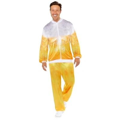 Image of amscan 9919050 Unisex 1980&#039;s Beer Shell Suit Adults Fancy Dress Costume (Chest size: 42&quot;)