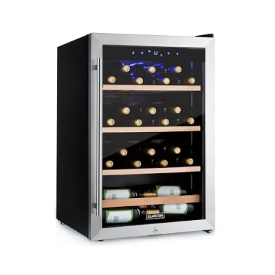 Image of KLARSTEIN Wine Cooler Fridge, Dual Zone Fridge with Glass Door, 2 Programmable Cooling Zones, Touch Controls, LED Display, 5 18 C Range, 40 dB Low Noise, 48 Bottles / 128L Drinks Black
