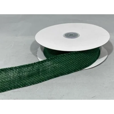 Image of 2 metres X 38mm ECO Hessian Style Wired Ribbon Forest Dark Green Christmas 3.8cm
