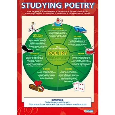 Image of Studying Poetry English Literature Posters Laminated Gloss Paper measuring 850mm x 594mm (A1) Lit Classroom Education Charts by Daydream