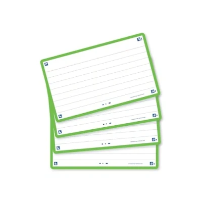 Image of Flash Cards by Oxford, Ruled with Green Frame, Pack of 80 Cards, 7.5x12.5cm Size, 400133884