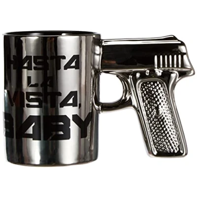 Image of Out of the blue Stoneware Mug with Pistol Grip, Silver, 10 x 8 16 cm