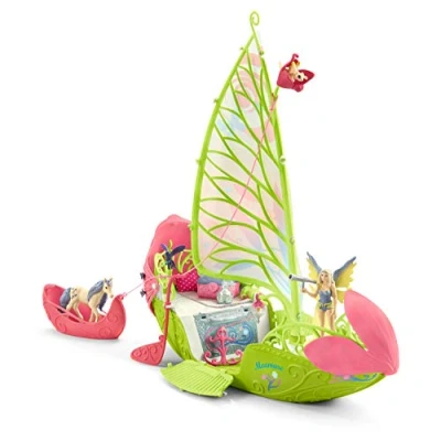 Image of schleich BAYALA — Sera&#039;s Magical Flower Boat Playset, 40 Piece Play Set with Fairy Figurine, Unicorn Figurine and Treasure Chest, Toys for Girls &amp; Boys Ages 5+