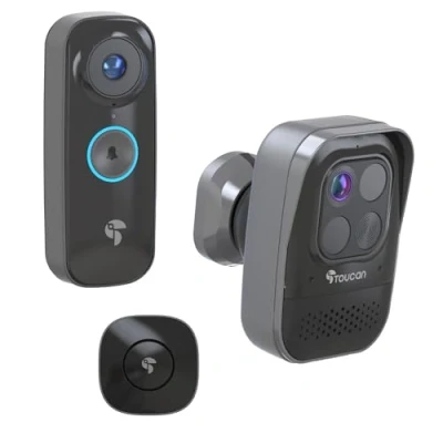 Image of TOUCAN Pro Outdoor Security Bundle Wireless Video Doorbell with Chime &amp; Camera Pro, Radar Motion Detection, Night Vision, Two Way Talk, Instant Live Feed No Monthly Fees