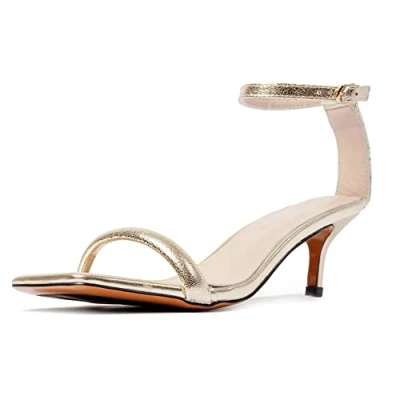 Image of L37 HANDMADE SHOES Women&#039;s Summer Groove Heeled Sandal, Gold, 4 UK