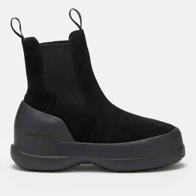 Image of Moon Boot LUNA Chelsea Unisex Platform ankle boots, Size: 5, Black Suede