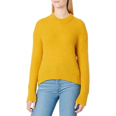 Image of JJXX Women&#039;s Jxember Fluffy Crew Neck Knit Noos Jumper, Tawny Olive, S