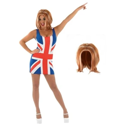 Image of Fun Shack British Union Jack Dresses, Dress, Fancy Dress Women, Costume, 90s Small