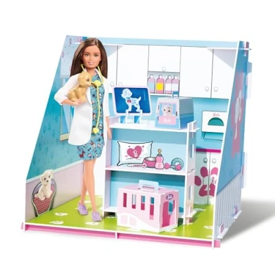 Image of Barbie by Bladez Toyz Pop Up Animal Doctors Customizable Vet Playset Reusable Stickers &amp; Accessories Easy Assemble Toy for Imaginative Play Gift Every Girl