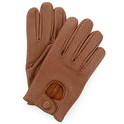 Image of SWIFT WEAR Mens Leather Mesh Driving Gloves, Genuine Soft Lambskin, Black (Tan, M)