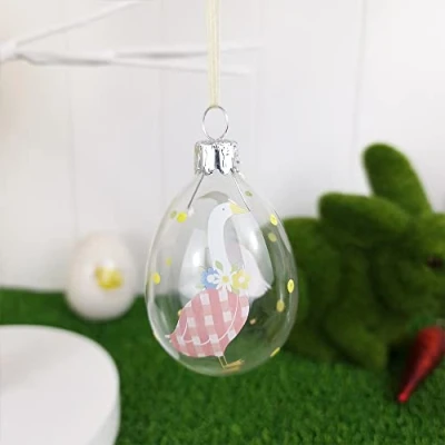 Image of Single 7.5cm Pink Mother Goose Easter Tree Decoration Glass Gisela Graham