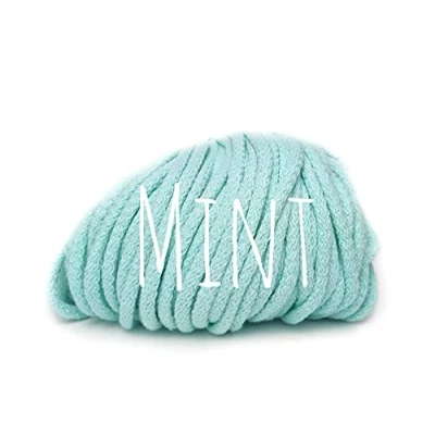 Image of Cotton Cord Yarn Rope 5mm Mint 100meters (109.36yards) for crochet knitting macrame weaving and diy projects Colorful Passions