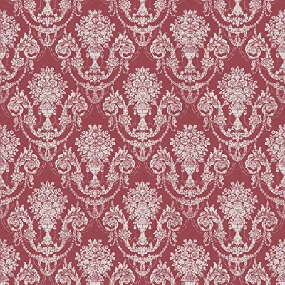 Image of MyTinyWorld Dolls House Miniature Burgandy Chandelier Damask Wallpaper