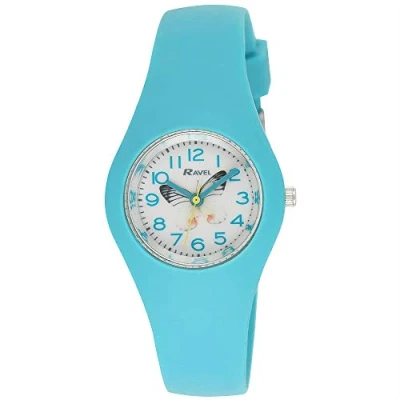 Image of Ravel Women&#039;s and Girl&#039;s Moulded Silicone Butterfly Quartz Watch Jade Green
