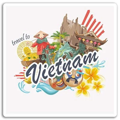 Image of 2 x 10cm Vietnam Vinyl Stickers Asia Travel Sticker Laptop Luggage #17256 (10cm Tall)