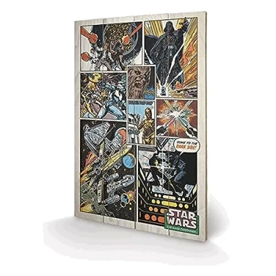 Image of Pyramid International Star Wars Retro Comic Print, Wood, Multi Colour, 40 x 59 1.3 cm