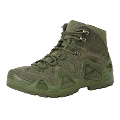 Image of Hensftods Men Hiking Army Fans Desert Combat Waterproof Tactical Boots Outdoor Training Military Shoes High Top green 9.5