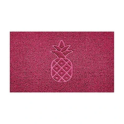 Image of Nicoman Embossed Spaghetti Door Mat Dirt Trapper Jet Washable Doormat 70x43cm (Pink, PINEAPPLE Shape) Use Indoor or Sheltered Outdoor