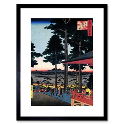 Image of Wee Blue Coo Utagawa Hiroshige Inari Shrine Oji Artwork Framed Wall Art Print 12X16 Inch