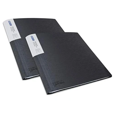 Image of Rapesco 1645 Germ Savvy Antibacterial, Presentation Folder 100 Pockets A4, Black, Pack of 2