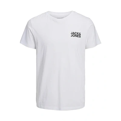 Image of Jack &amp; Jones Jjecorp LOGO SS O NECK NOOS Print Tshirt, Men&#039;s, Size: XS, White