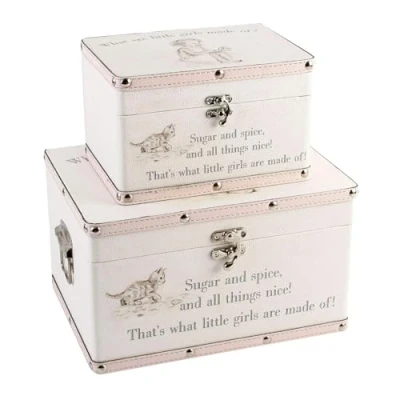 Image of Luggage series Set of 2 Baby Storage Boxes &quot;Little Girls&quot;